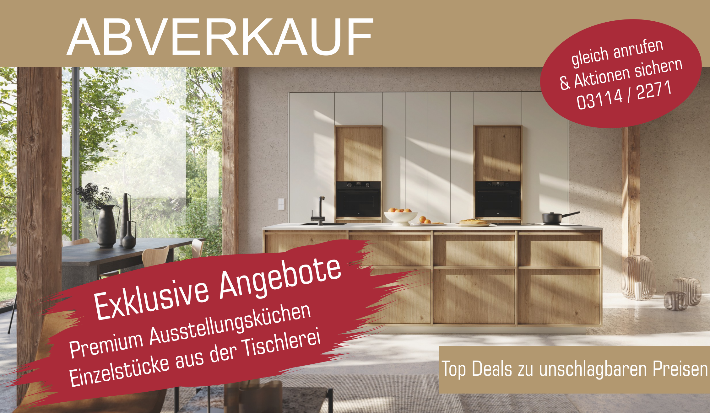 Abverkauf, Aktionen, Küchenaktion, Tischlerei, Top-Preise, Abverkaufsküche